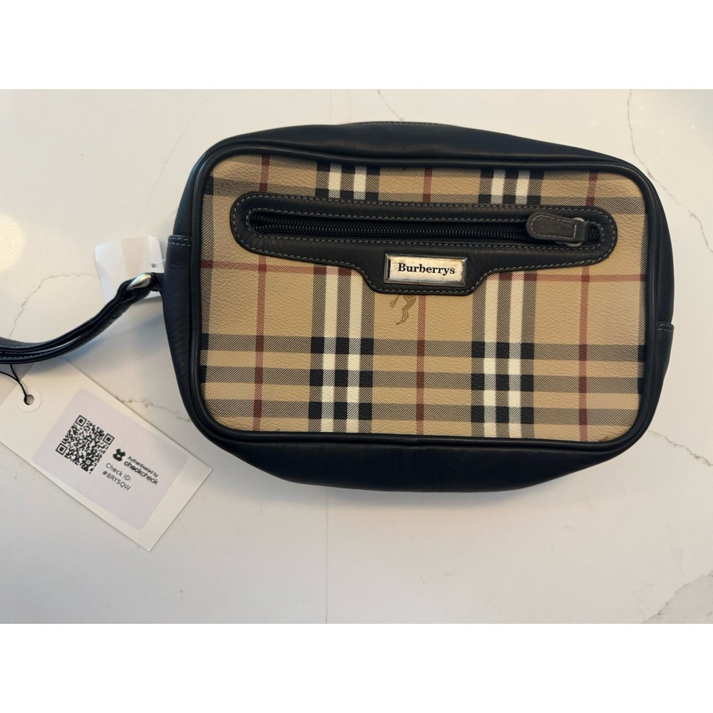 Burberrys Vintage Nova Check Plaid Wristlet Bag - New w/ Dust Bag And COA